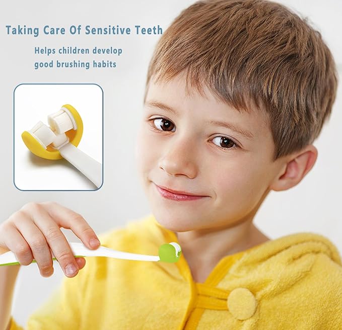 2 Pcs 3 Sides Toddler Toothbrush, Soft Bristle for Kids, Sensitive Gums Oral Care, 2 Years and Above