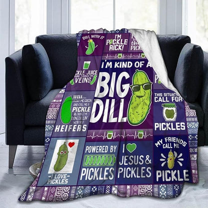 Pickle Blanket for Boys Girls, Cute Pickle Themed Design Printed Throw Blankets for Kids Lap, Chair Sofa, Warm Soft Cozy Blanket, 40"x 50"