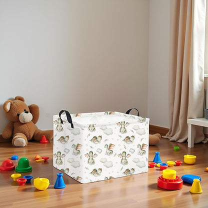 HIYAGON Rectangular Baby Girl Basket Kids Baby Storage Basket Toy Storage Bin Organizer Box Room Decor(Cute Dinosaur)