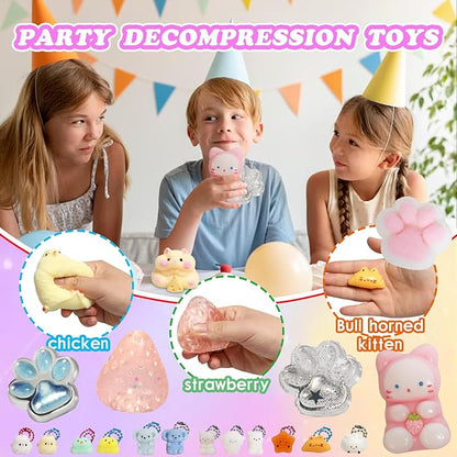 19pcs Squishy Pack,Fidget Toys Kit,Include taba Squishies Party Favors for Kids 4-8 8-12 Treasure Box Toys for Classroom Birthday Xmas Gifts for Girls Boys Goodie Bag Stocking Stuffers for Teens