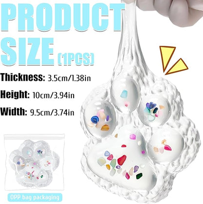 Big Taba Squishy Paw, 4.2in Clear Cat Paw Squeeze Toys, Cute Sticky Squishy Toy, Soft Stress Relief Fidget Sensory Toys, Executive Desk Toys & Party Favors for Kids & Adults