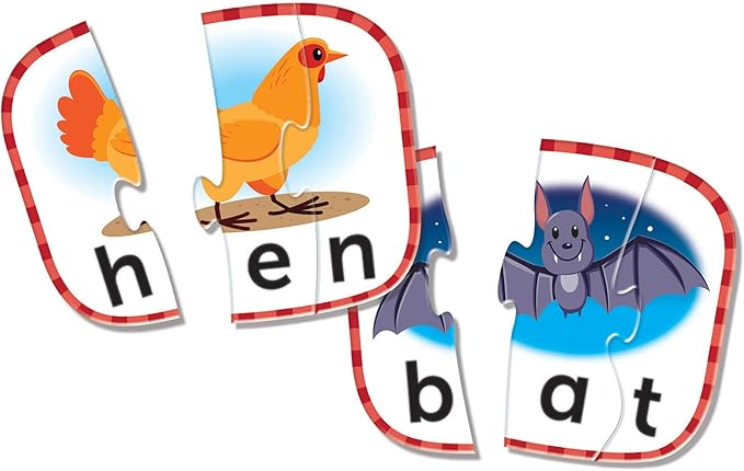Learning Resources 3-Letter Word Puzzle Cards, Kindergarten Readniness, Self Correcting Puzzles, Ages 3+