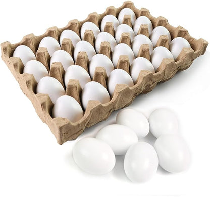 SallyFashion 24 PCS White Wooden Eggs Easter Eggs for Children, DIY Game, Kitchen Craft Adornment, Toy Foods