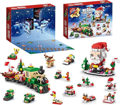 Calendar 2024 Christmas Building Blocks Set, 6 IN 1 Christmas Toys, Building Blocks Toys Holiday Countdown Calendars, Ideas Gift for for Teens Boys Girls 6-12 Year (Small Train)