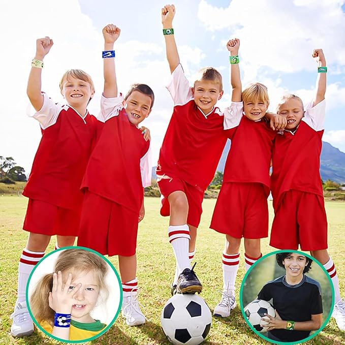 36 PCS Soccer Slap Bracelets Blank Snap Bracelets Slap Bands Wristbands Snap Bracelets for Birthday Halloween Thanksgiving Christmas Party