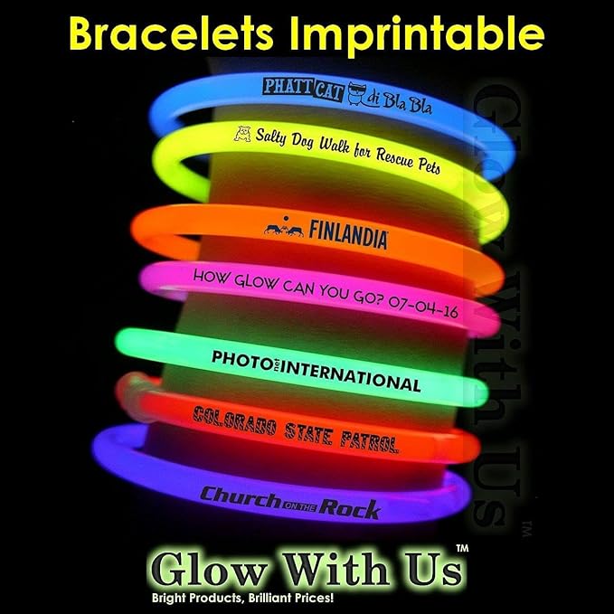 Glow Sticks Bulk Wholesale Bracelets, 1000 8” Red Glow Stick Glow Bracelets, Bright Color, Glow 8-12 Hrs, Glow Party Favors Supplies, Sturdy Packaging, GlowWithUs Brand