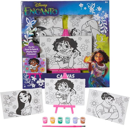 Innovative Designs Disney Encanto Canvas Paint Set for Kids with 3 Canvases, Acrylic Paint, Paintbrush, & Easel
