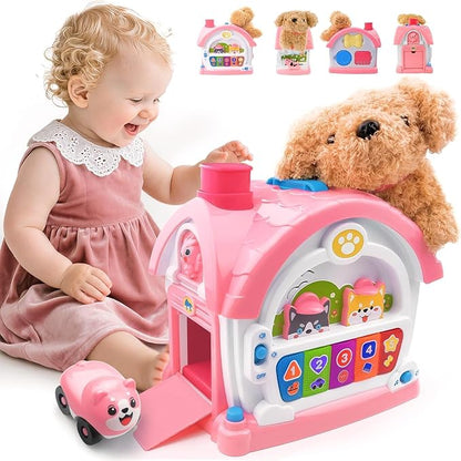 Toys for 1+ Year Old Girls – 9-in-1 Montessori Musical Toddler Activity House with Lights, Sounds, Bilingual Learning, Ideal 1st Birthday Xmas Gifts for Girls Ages 1 2 3