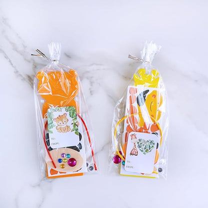 Winlyn 32 Sets Jungle Animal Craft Kits DIY Jungle Safari Zoo Wild Animal Bookmarks Decorations Art Sets Tiger Lion Zebra Foam Stickers for Kids Classroom Activities Reading Rewards Party Favors