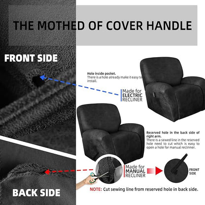 Leather Look Oversize Recliner Chair Covers, Thick 4 Pieces Lazy Boy Recliner Covers for Recliner Chair, Leather Cover for Recliner Slipcovers for Pets Kids(X-Large, Dark Grey)