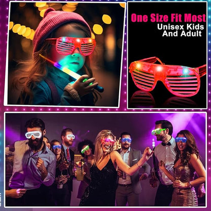 30 Pack LED Glasses Glow in The Dark Party Supplies Glow Sticks Glasses Party Favors Rave Neon Shutter Shades Light Up Glasses Sunglasses Party Favors for Kids/Adults Birthday Wedding Cosplay