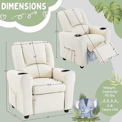 Candy Kids Reclining Chair Leather Recliner Sofa Toddler Youth Children Child Ages 1-6