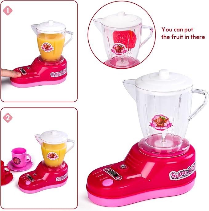 Kitchen Appliances Toy,Kids Kitchen Pretend Accessories Play Set,Coffee Maker Machine,Blender,Mixer and Kettle with Realistic Light and Sounds,Play Kitchen Set for Kids Boys Girls