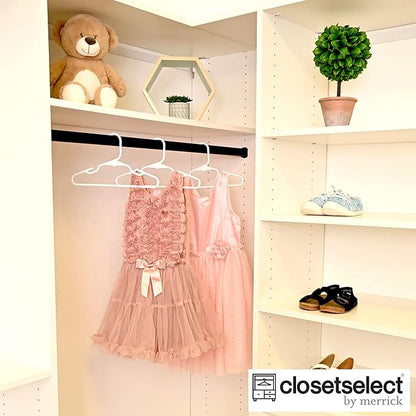 30 Pk Kids Children Hangers Plastic Made in USA, for Children, Infant, Toddler, Baby Clothes, White, 30 Pack Non-Slip