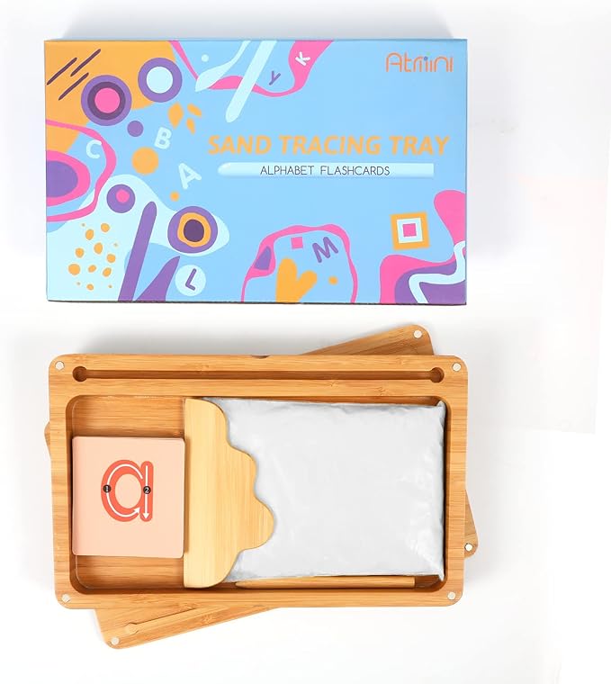 Sand Tray for Classroom Montessori Sand Tray with Lid Wooden Sand Trays for Kids Writing Letters and Numbers (White)