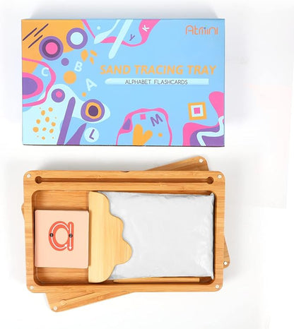 Sand Tray for Classroom Montessori Sand Tray with Lid Wooden Sand Trays for Kids Writing Letters and Numbers (White)