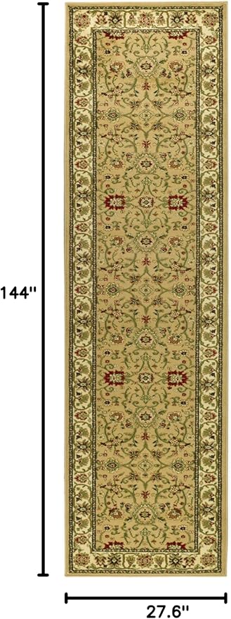 SAFAVIEH Lyndhurst Collection Runner Rug - 2'3" x 12', Beige & Ivory, Traditional Oriental Design, Non-Shedding & Easy Care, Ideal for High Traffic Areas in Living Room, Bedroom (LNH212D)