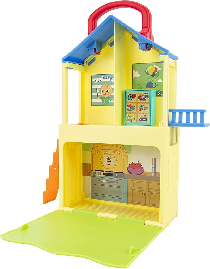 CoComelon Deluxe Pop n' Play House - Transforming Playset - Features JJ, JJ’s Dad, Bingo The Puppy, and Home Accessories – Toys for Kids, Toddlers, and Preschoolers