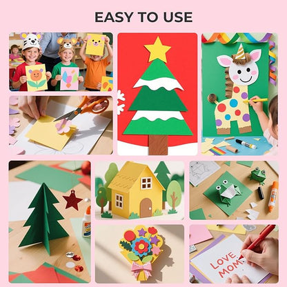 3 otters 200Sheets Construction Paper, Cardstock 8.27" x 11.7", 10 Assorted Colors Card Stock Printer Paper 65lb/180GSM, for Printing, DIY Crafts, Classroom Must Haves, Kids School Supplies, Party Dec
