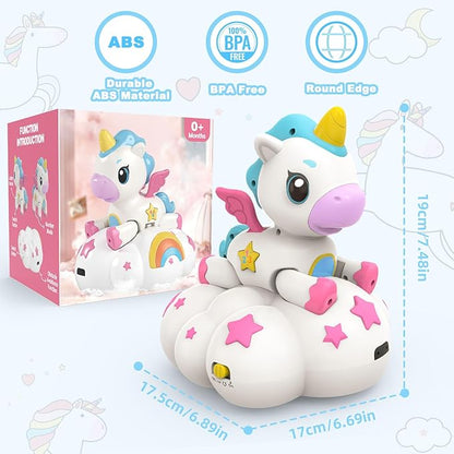 Musical Unicorn Toys for 6 to 12 Months - Baby Crawling Toy with Light-up for 1+ Year Old Girl Boy,Infant Tummy Time Sensory Development Toys with ABC/123 Modes,Birthday Gift 1 Year Old Boys & Girls