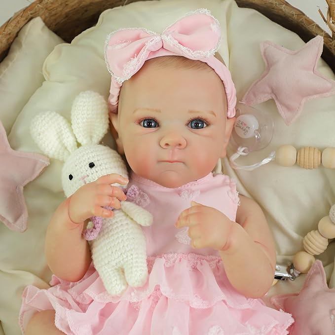 Reborn Baby Dolls - 20 Inch Realistic Baby Doll Real Life Baby Dolls Lifelike Newborn Baby Doll Girl with Soft Full Vinyl Body and Accessories can Swimming Baby Dolls for 3+ Years Old Kids Gifts
