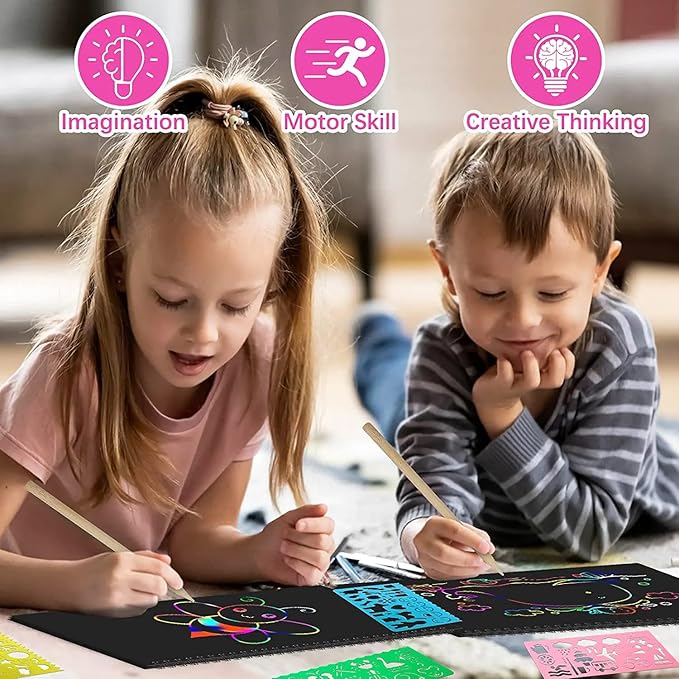 Smasiagon Scratch Paper Art Set for Kids: 2 Pack Scratch Off Arts Crafts Easter Gifts for Kids Ages 3-12 Girls Boys Birthday Christmas Party Favor Games Easter Basket Stuffers DIY Activity