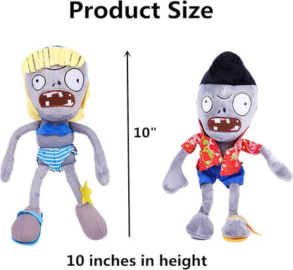 3 PCS PVZ Plant and Zombies Plush Sets Toys 1 2 Stuffed Soft PVZ Figure Doll Surf, Pompadour, Bikini Zombies, Great Gifts for Boys and Girls New