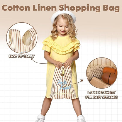 Lehoo Castle Wooden Play Food Sets for Kids Kitchen, Food Toys for Toddlers 3+ Year Old, with Shopping Bag, Pretend Food Play Kitchen Cutting Fruits Vegetables Toys, Gift for Boys Girls