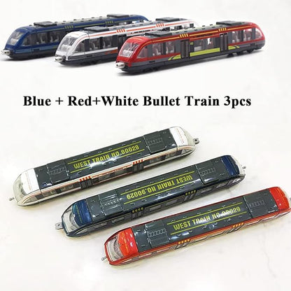 OTONOPI Toy Train Set High Speed Locomotive Engine Die Cast Model Car Sliding Linked Subway Bullet Train Set for Kids Pack of 3