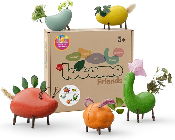 Taksa Toys Locomo Friends III Waldorf Educational Outdoor Play Figures, Montessori Wooden Animal Toys for Kids 3 4 5 6 7+, Open-Ended Learning & Creativity, Nature Eco Toys, Gifts (Set of 5)