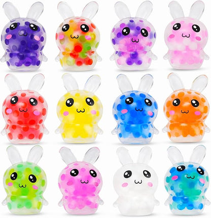 Easter Egg Fillers, 12 Pcs Mini Bunny Squishy Toys, Easter Basket Stuffers Essentials Egg Basket Fillers Gifts for Teens Adults, Bunny Stress Ball Party Favors