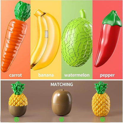 TEMI 70 Pieces Cutting Play Food Toy for Kids Kitchen - Pretend Fruit and Vegetables Accessories Toys for 3 4 5 6 Girls with Storage, Dishes and Knife, Educational Kitchen Toy for Toddlers Age 3-5