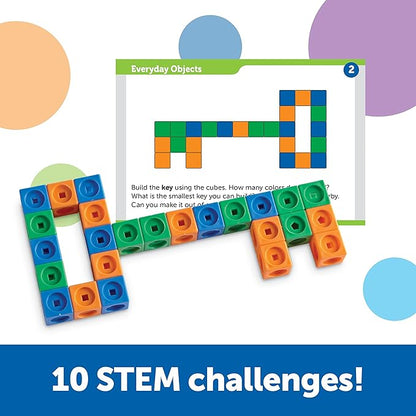 Learning Resources STEM Explorers MathLink Builders - 100 Pieces, Ages 5+, Kindergarten STEM Activities, Math Activity Set and Games for Kids, Linking Cubes, Connecting Cubes