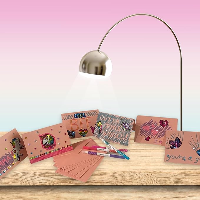 Card Making Kit for Kids - Stationary Set for Girls Foil Art for Girls 8-10 Card Making Kit for Adults with Fun Foil Stickers Foil Fun Art Kit for Kids Pen Pal Kit Stationary for Girls Unicorn Gifts