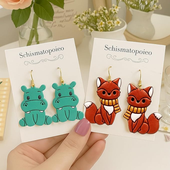 Easter Gifts for Mother Friendship Sister Animal Lovers - Animal Polymer Clay Cutter, Chameleon,Fox, Hippopotamus, Dog, Sheep, Bear Clay Cutter. Suitable for Making Neckl, Bracelets, Keychains