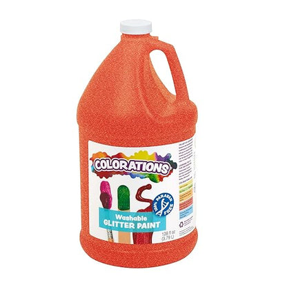 Colorations Washable Glitter Paint, Gallon, Orange, Non Toxic, Vibrant, Bold, Kids Paint, Craft, Hobby, Fun, Art Supplies