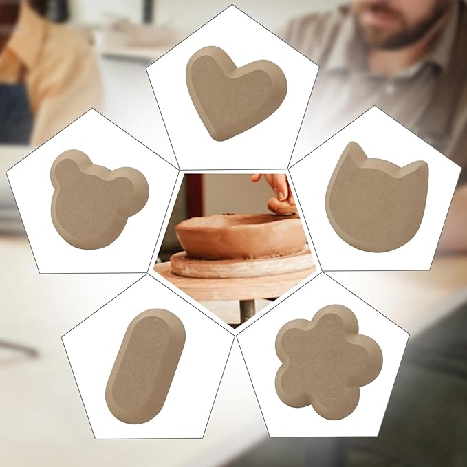 Ceramics Plate Forming Molds, Clay Pottery Molds for Handbuliding, Ceramics Plate Slump Mold, 5 Shapes Various Sizes Ceramic Set for Pottery Tools and Supplies (Heart)