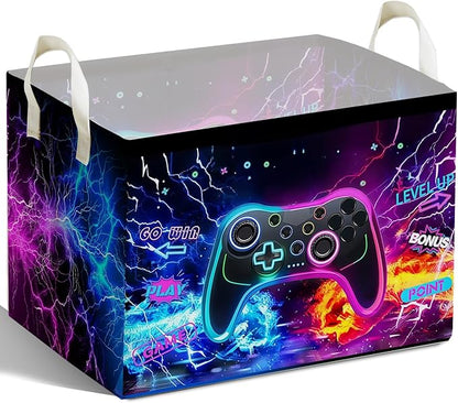 Gamer Console Storage Box, Foldable Waterproof Toy and Clothes Storage Box, Portable Fabric Storage Box for Nursery, Games Room, Gamer Decor Basket for Boys and Girls, Storage Boxes for Books, Gifts