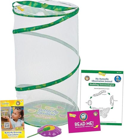 Insect Lore Butterfly Garden | Pavilion 24" with Voucher | 2ft Tall Habitat & STEM Journal | Redeem Voucher for 5 Live Baby Caterpillars | Painted Lady Butterfly Growing Kit