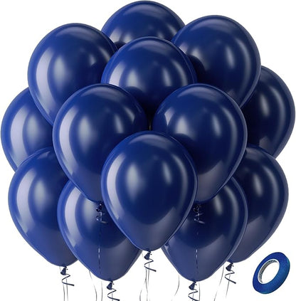 Bezente Navy Blue Latex Party Balloons, 100 Pack 12 inch Round Helium Navy Balloons for Wedding Graduation Birthday Sports Bachelorette Party Backdrop Decorations