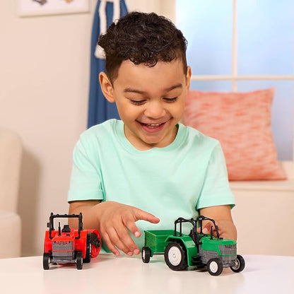 Driven by Battat – Micro 1:24 Scale – Tractor Toy – Farm Toy Vehicle with Detachable Trailer – Realistic Light & Sound – Gift Toy for Kids Age 3+