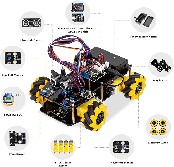 ACEBOTT Smart Robot Car Kit Compatible with Arduino, Robotics for Kids Ages 8-12 12-16, Electronic Programming Project/STEM Science Kits Coding Gifts for Adults and Youths