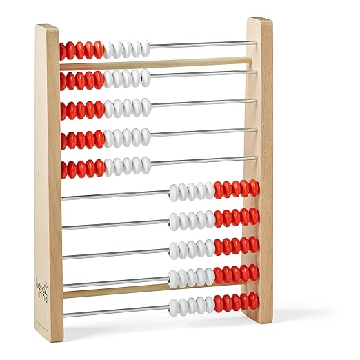 hand2mind 100 Bead Wooden Rekenrek, Abacus for Kids Math, Math Manipulatives Kindergarten, Counting Rack for Kids, Counters for Kids Math, Educational Toys for Elementary Kids (Set of 1)