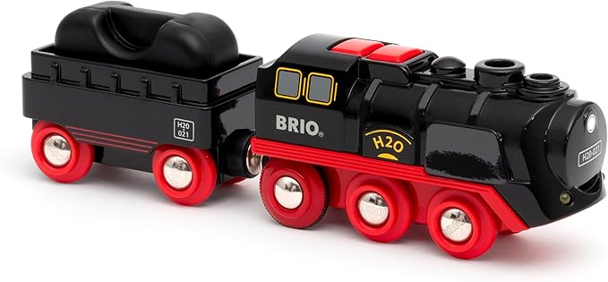 BRIO World 33884 Battery-Operated Steaming Train – Press Action Button 3 Sec for Real Cool-to-Touch Steam | Enhances Motor Skills & Imagination for Kids Age 3 and Up