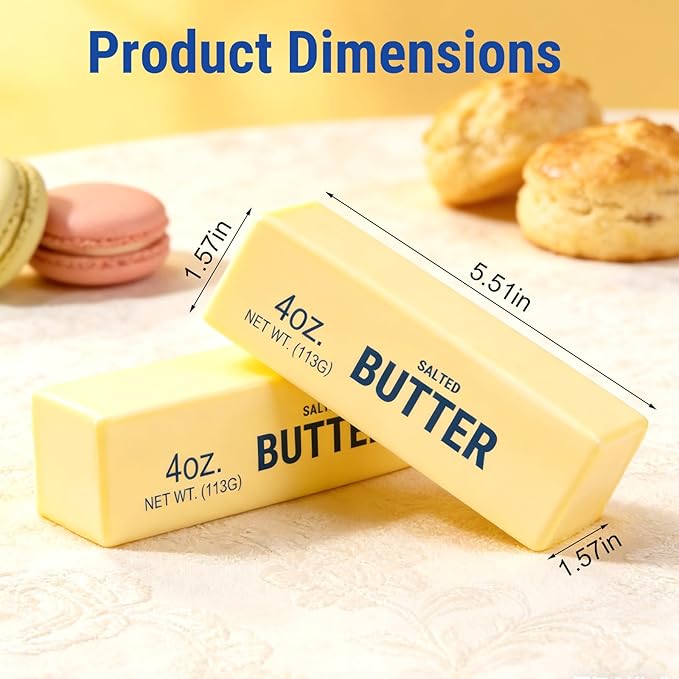 2Pack Slow Rising Dumpling Squishy Butter Squeeze Toys, Slow Rising Squishy,Squeeze Ball Realistic Butter Stick Soft Squeeze Toys for Anxiety and Stress Relief, Party, Gifts