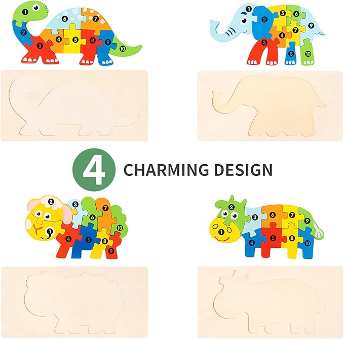 6 Pack Wooden Animal Puzzles for Toddlers Ages 3-5, Montessori Toys, Jigsaw Puzzles for Kids, Learning Toys for 3 Year Olds Preschool Fine Motor Skills - Easter Gifts