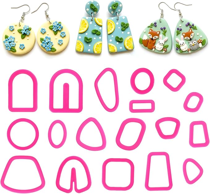18Pcs Polymer Clay Cutters, Clay's Cutters for Polymer Clays Jewelry, Clay Earring Cutter, Gem Clays Jewelry Making Tools