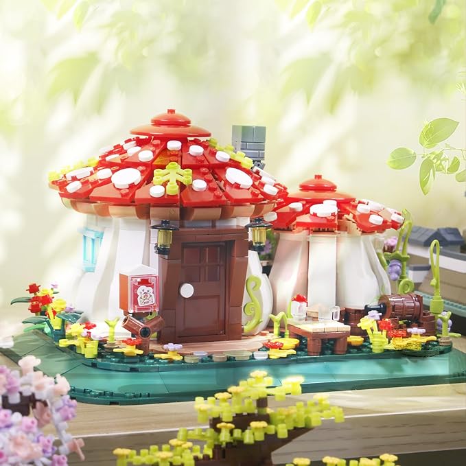 SAMYBLOCKS Mushroom House Building Blocks Sets(1126PCS),Creative Ideals Treehouse Building Blocks, Best Present for 6+ Adults
