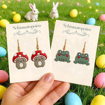 8 Pack Animal Polymer Clay Cutters - Peacock/Mushroom/Frog/Flower/Rabbit, Ideal Polymer Clay Molds & Polymer Clay Earring Cutters for Easter Jewelry Making