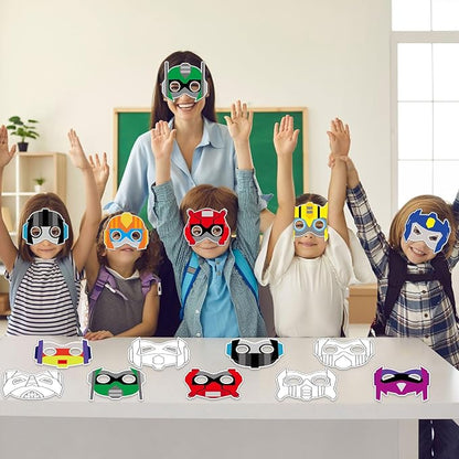 Lonfliness 36 Set Robots Coloring Mask Robot Paper Arts Crafts Kids Color Your Own Robots Blank DIY Mask for Masquerade Birthday Party Dress-Up Decoration Favor School Classroom Activity Game Supplies
